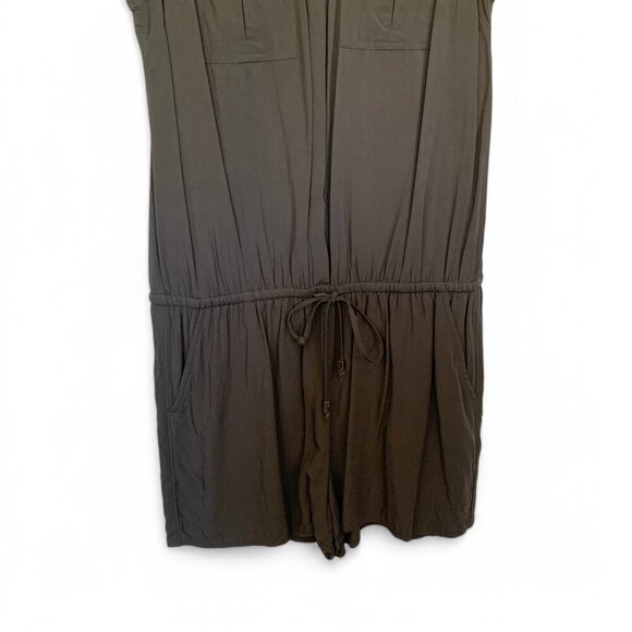 Banana Republic Sleeveless Utility Romper Drawstring Waist Olive Green Size 6 - Picture 4 of 8